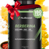 Nuboost Berberina - Berberina 500 mg 180 Cápsulas - Berberine - Sin OMG, Certificado USDA - MADE IN USA