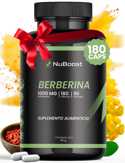 Nuboost Berberina - Berberina 500 mg 180 Cápsulas - Berberine - Sin OMG, Certificado USDA - MADE IN USA