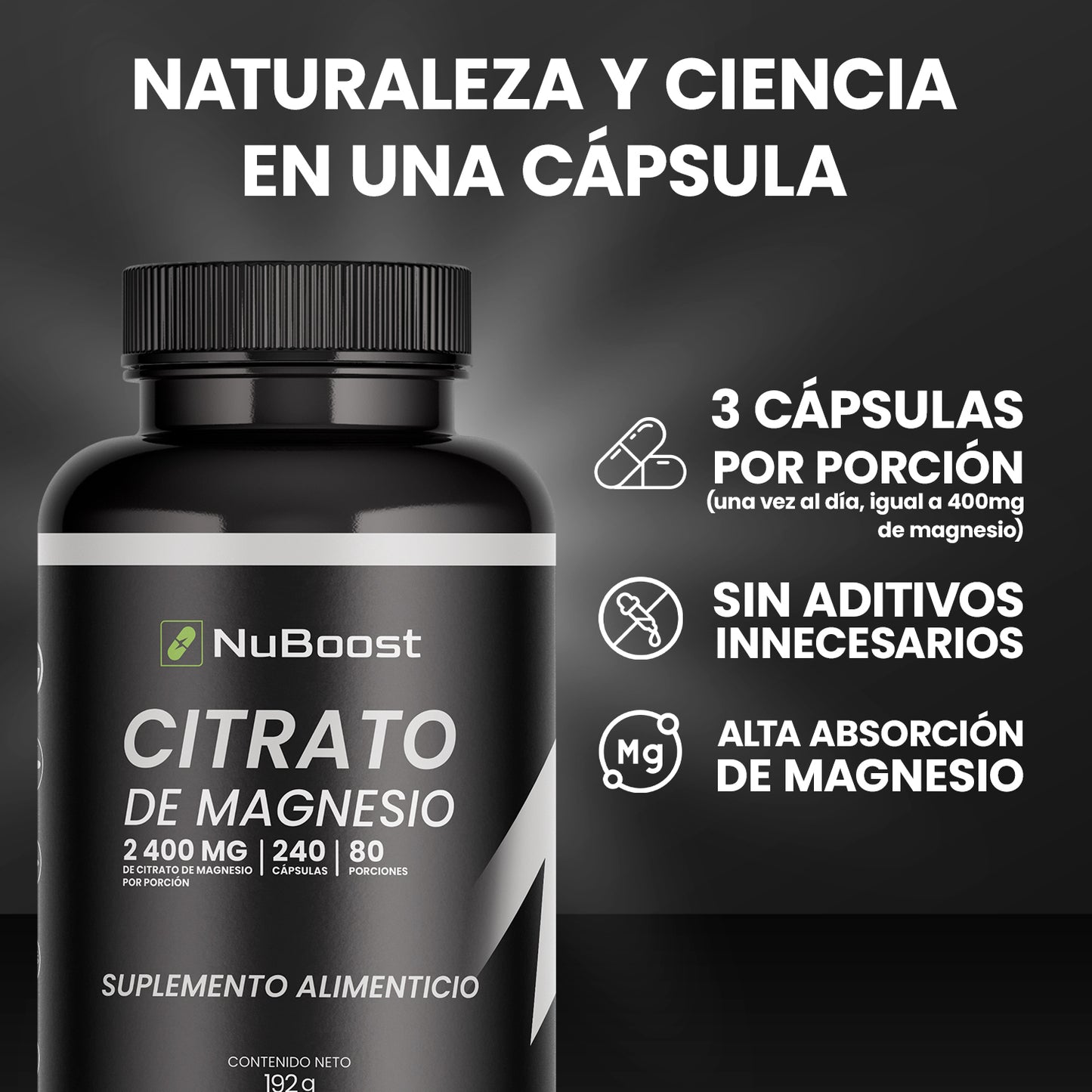 Citrato de magnesio NuBoost 240 cápsulas