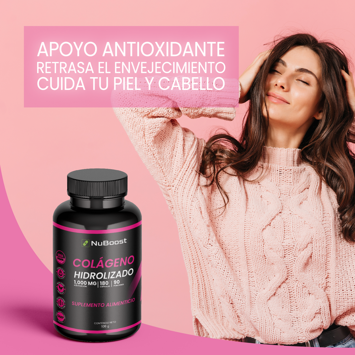 Colágeno Hidrolizado NuBoost 180 cápsulas 600 mg