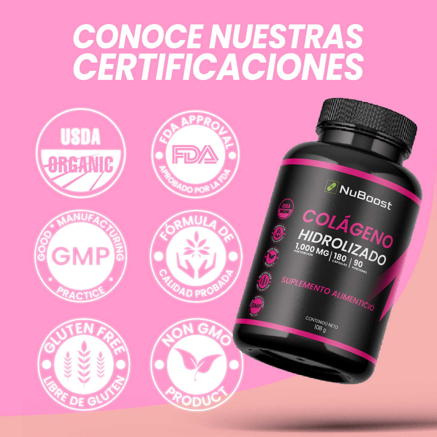 Colágeno Hidrolizado NuBoost 180 cápsulas 600 mg