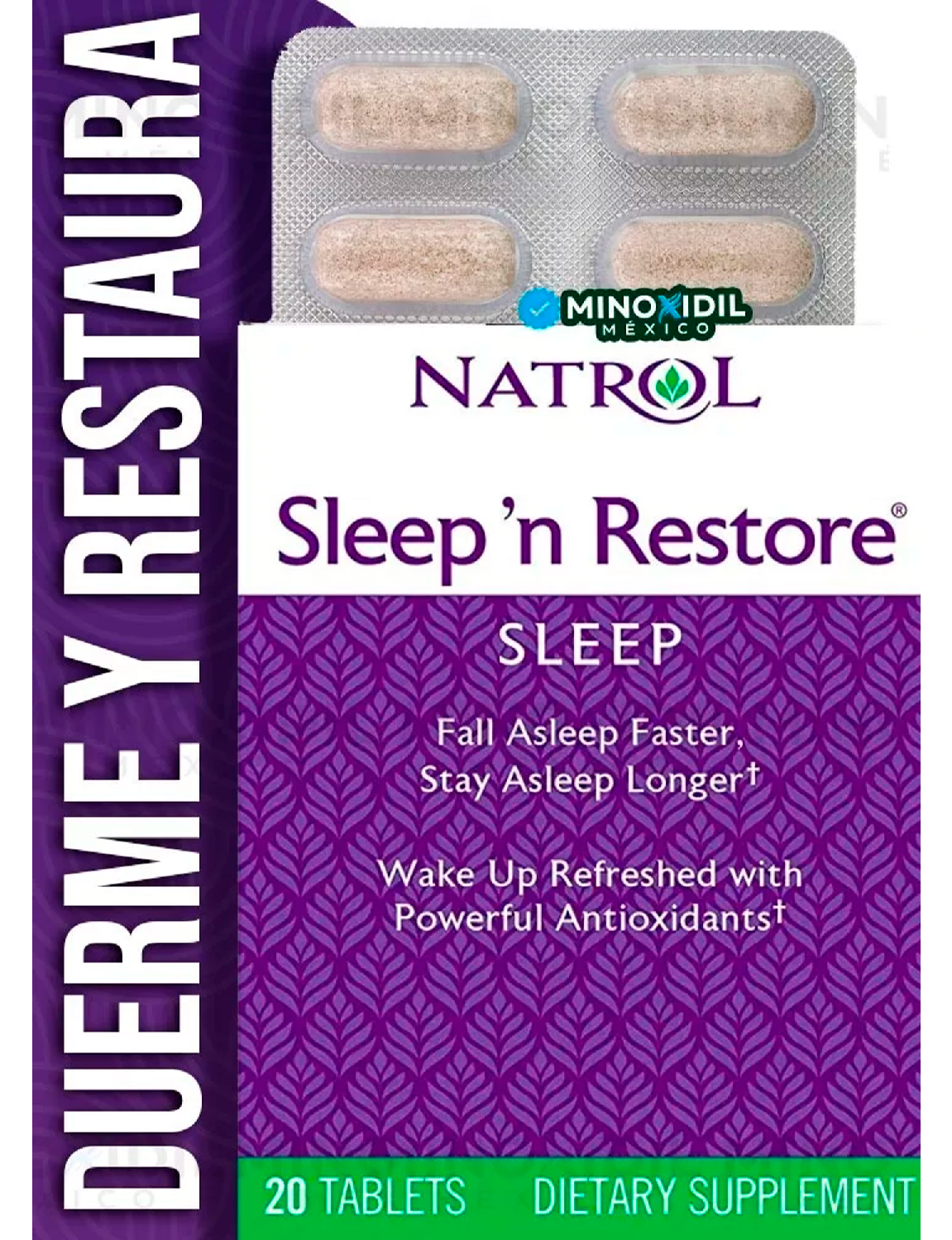 L-glutamina 20 Tabs Sabor Sin sabor - Natrol Descanso y recuperación Valeriana