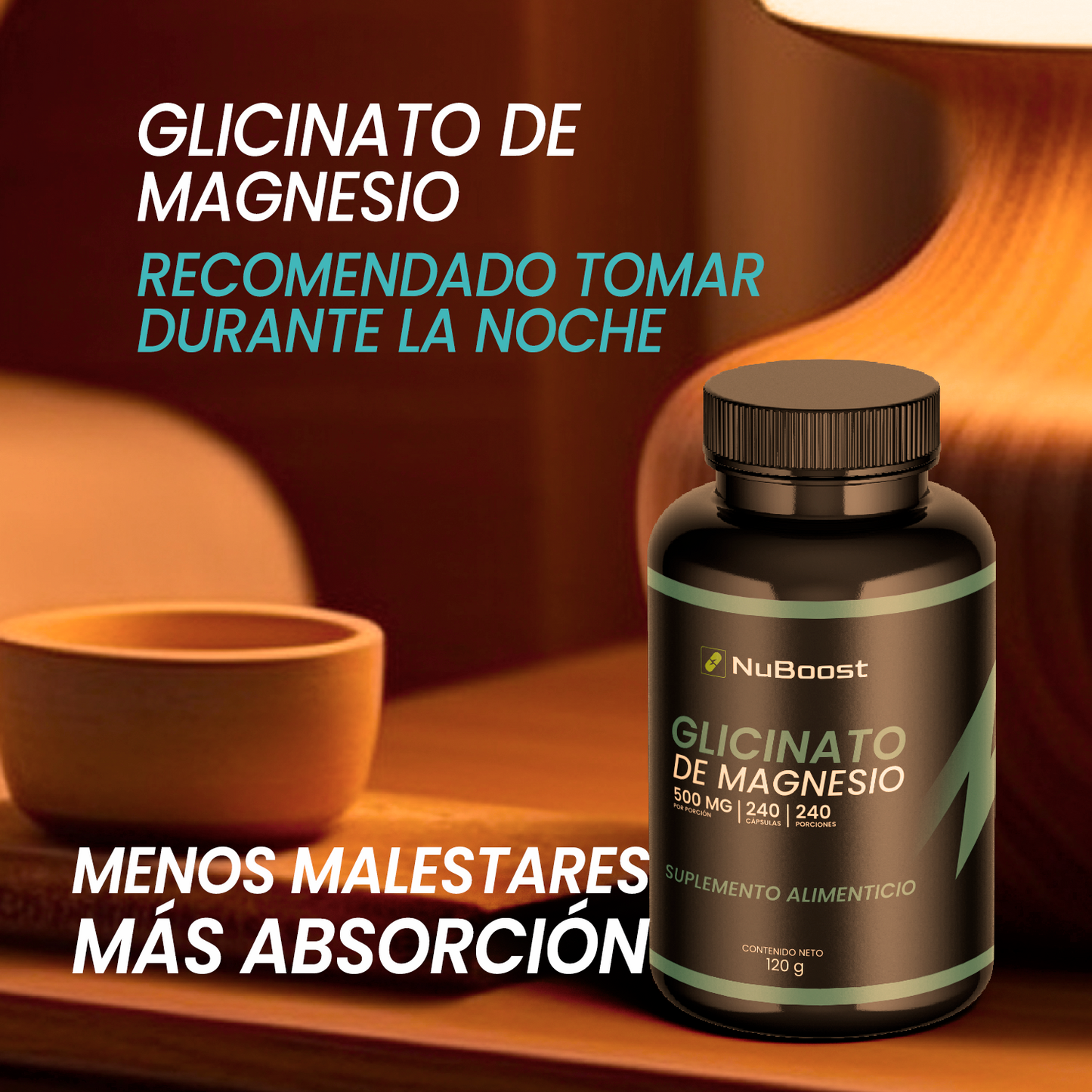 Glicinato de magnesio NuBoost 240 capsulas 500 mg