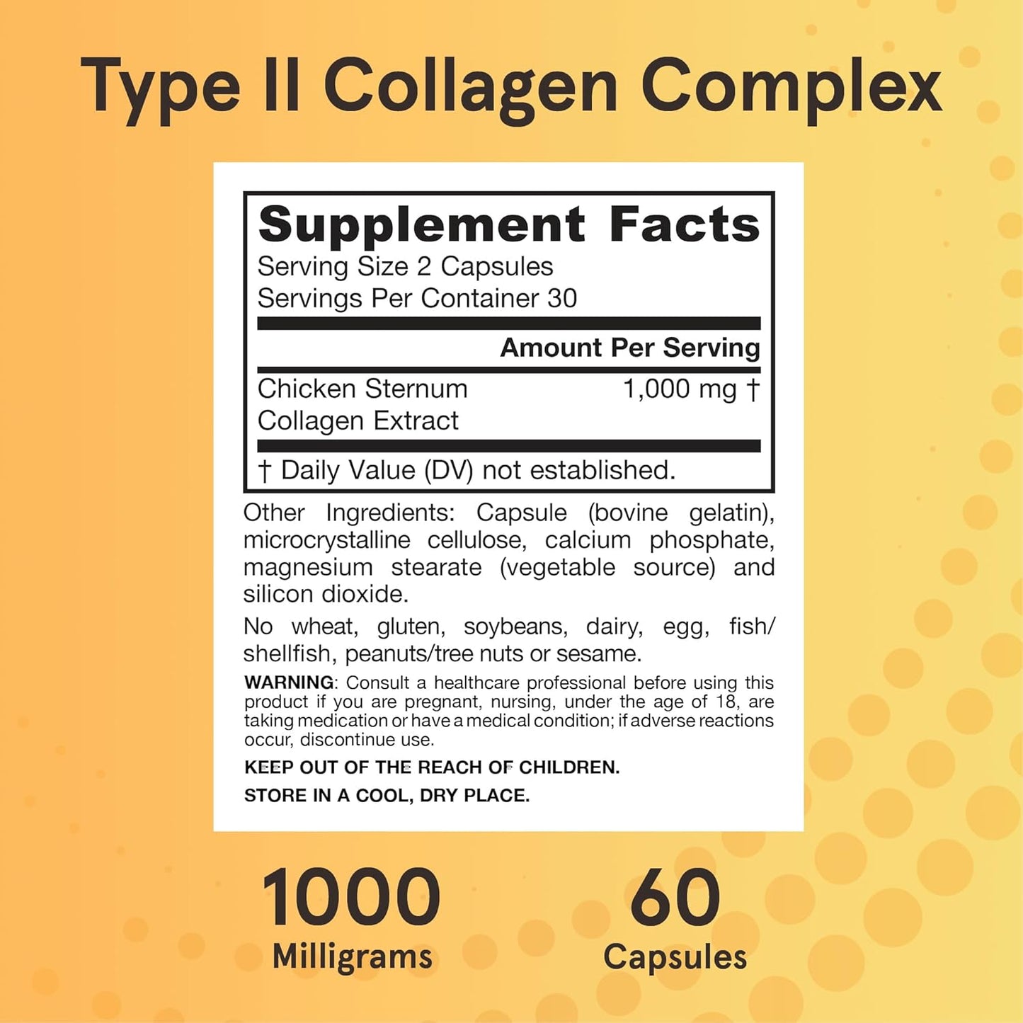 Jarrow Formulas Colageno Tipo2 1000mg 60 Cáp - Colágeno Hidrolizado Tipo 2 - Piel - Huesos - Cartílagos - Hecho en USA