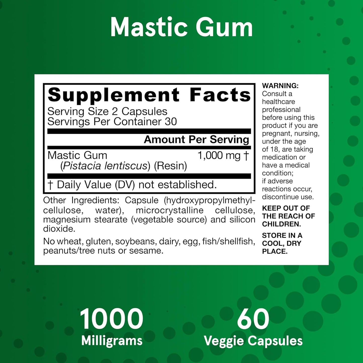 Jarrow Formulas Mastic Gum 1000mg 60 Caps - Confort Digestivo - Intestinal - Equilibrio Ácido - Hecho en USA