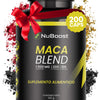 Nuboost Maca Blend - 1000 mg 200 cápsulas - Maca Peruana - Maca Negra, Maca Roja y Maca Amarilla con Pimienta Negra - Maca en polvo encapsulado - Sin OMG, Certificado USDA - MADE IN USA.