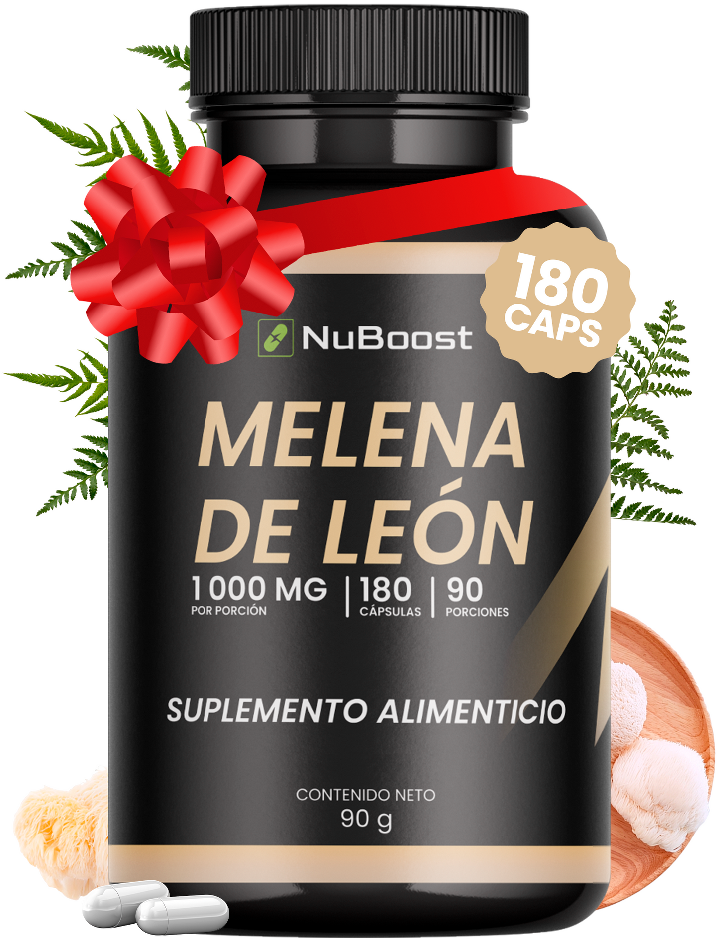 Melena de León Puro 180 Cápsulas 2 Cápsulas por porción 1000 mg