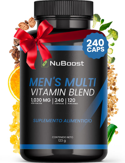 Nuboost Multivitaminico Hombre con Vitamina A, C, E, D3, K, Complejo B, Antioxidantes y Minerales - 980 mg 240 cápsulas - Mens Blend - Vitaminas para hombre - MADE IN USA