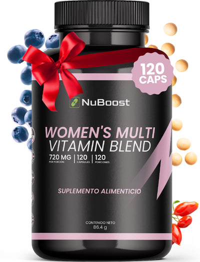 Nuboost Multivitaminico Mujer, Vitaminas para el cabello y Antioxidantes - 720 mg 120 cápsulas - Women Blend - Vitaminas para mujer con ácido fólico - MADE IN USA