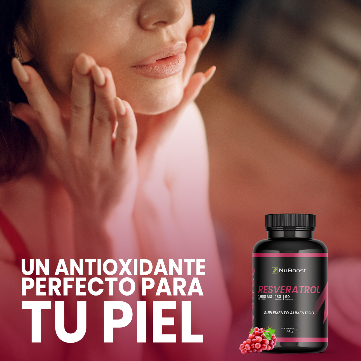 Resveratrol 1000 Mg Puro 180 Cápsulas, 2 Cápsulas por porción