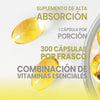 Vitamina D3 K2 y Aceite de Coco - 300 Cápsulas Blandas, 400 UI D3, 30 mcg K2 y 400 mg de Aceite de Coco